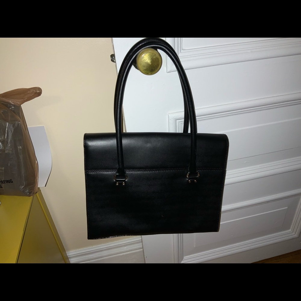 KATE SPADE NEW YORK black leather bag 10 1/2 by 13 - Picture 3 of 5